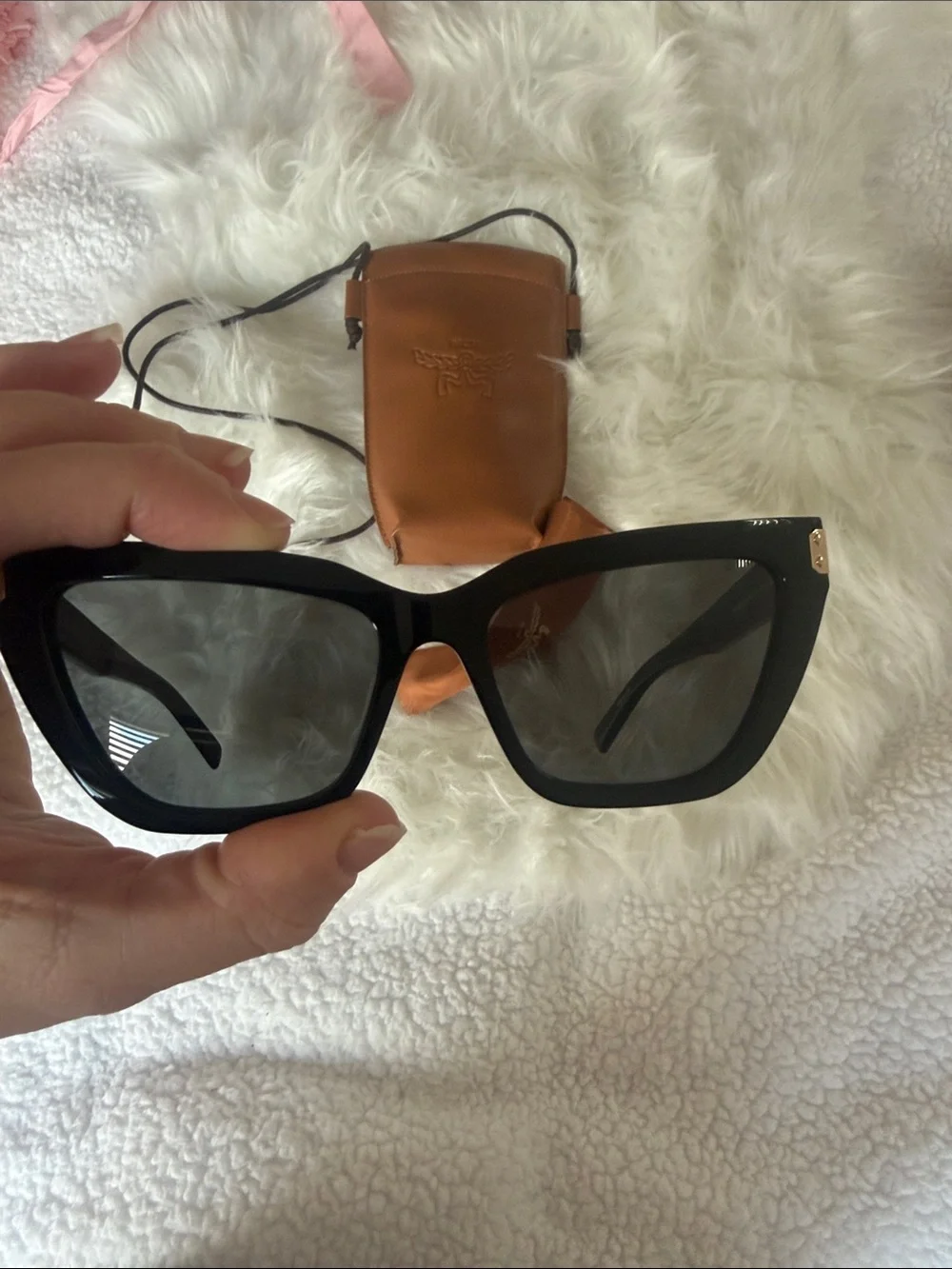 MCM NEW Leather Crossbody Pouch with Black Sunglasses